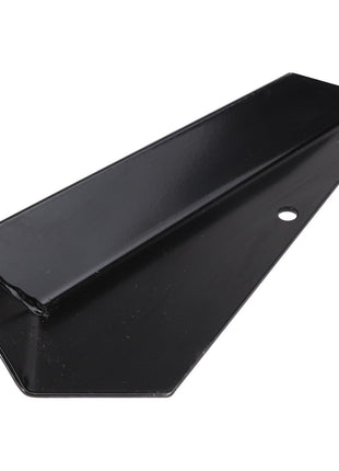 Product Description: The AGCO Shield - Acp0025180 is a black metal bracket featuring two holes, designed for mounting or support purposes.