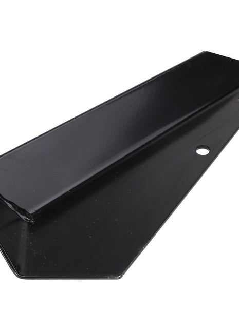 Product Description: The AGCO Shield - Acp0025180 is a black metal bracket featuring two holes, designed for mounting or support purposes.