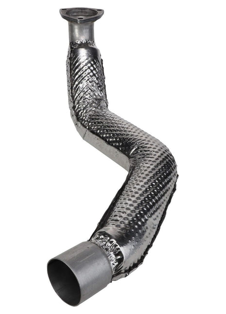 The AGCO Tube - 4292500M1 is a flexible metal exhaust pipe with a textured surface and two different-sized openings at either end, making it ideal for use with Fendt or Massey Ferguson equipment.