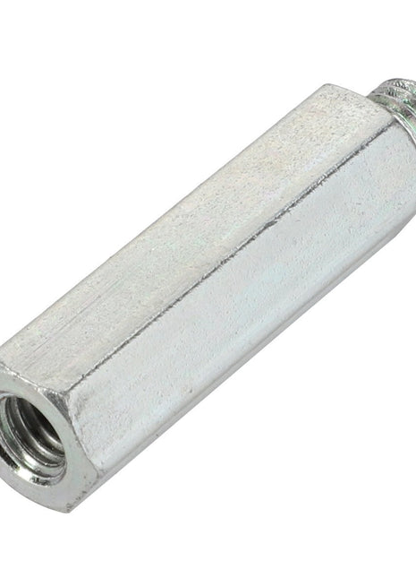 The AGCO | Rod - Acw3536710 is a metallic hexagonal standoff featuring internal threading on the female end and external threading on the male end; no additional product description information is available.