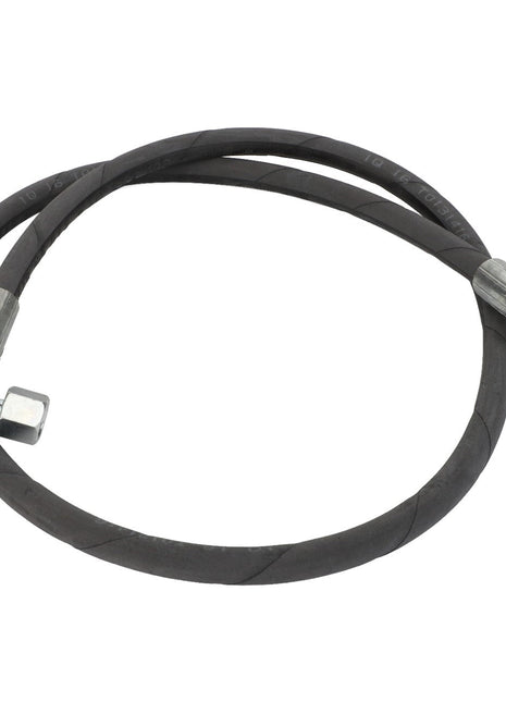 The AGCO Hydraulic Hose - Acw0703330 by AGCO is a coiled hose with metal fittings on both ends, featuring a flexible black rubber construction. No current product description information is available.