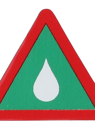 A triangular warning sign with a red border, a green background, and a white droplet symbol in the center. (Product Name: AGCO | Decal - Acw1847090 by AGCO). No current product description information available.
