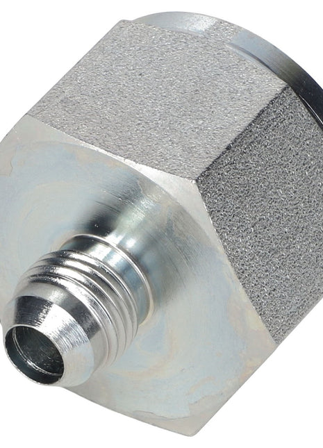 Close-up of the AGCO ADAPTER FITTING (AG562550) featuring a straight metal hydraulic design with a hexagonal body and threaded male JIC end.