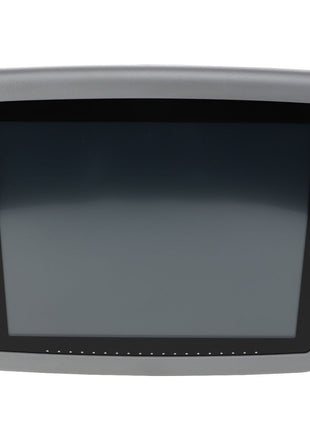 A grey-framed, rectangular industrial touchscreen monitor from AGCO, model ACZ0003310, with a dark display screen is shown against a white background.