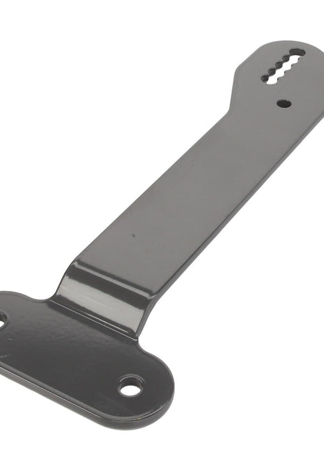 The AGCO Bracket - Acw0641040 is a metallic, elongated bracket with holes at both ends, designed likely for mounting or securing purposes. Currently, no product description information is available.