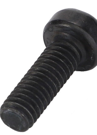 A close-up view of the AGCO Socket Head Setscrew - Acw0938650 with visible threads. The setscrew is positioned at a slight angle, showcasing its head and threaded body. No current product description can capture the precise craftsmanship and design nuances of this AGCO hardware quite like this image does.