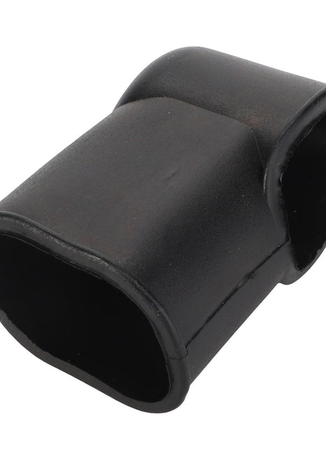 The AGCO overlay, product code La300135205, is a black, rectangular rubber cap with rounded edges designed to fit over an object or connection. No current product description is available for this specific item.
