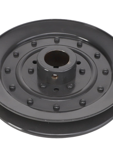 Introducing the AGCO | Pulley - Acx2433940 from AGCO: a metal pulley wheel featuring a central hole and evenly spaced bolt holes around the hub.