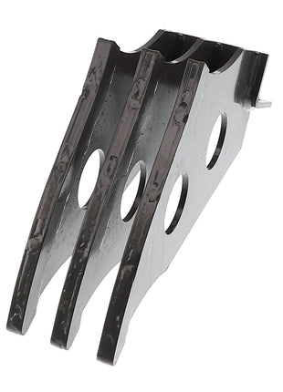 The AGCO Stripper - ACW3192680, a three-pronged black metal tool featuring oblong holes in each prong and intended for industrial or mechanical applications, is displayed on a white background. Currently, no additional product description information is available.