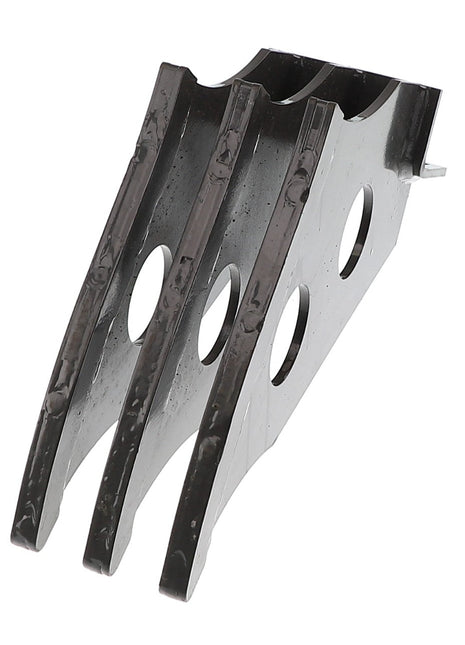 The AGCO Stripper - ACW3192680, a three-pronged black metal tool featuring oblong holes in each prong and intended for industrial or mechanical applications, is displayed on a white background. Currently, no additional product description information is available.