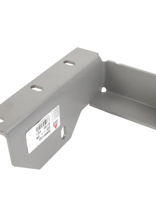 A gray metal bracket with multiple holes and a label on its side, identified as AGCO | BRACKET - D28981743, currently lacks a product description.