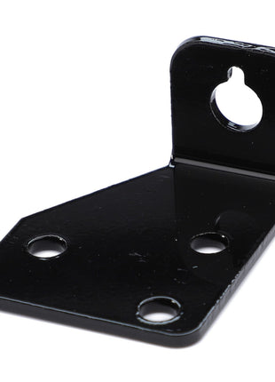 The AGCO Bracket - Acw020374A is a black metal bracket featuring three circular holes on the flat section and one on the raised section. No current product description available.