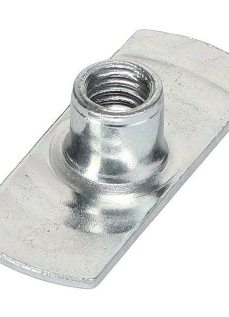 The AGCO | NUT - ACP0128820 is a metal T-nut with a rectangular base and a threaded hole in the center. For any questions regarding this product, please contact our support team.