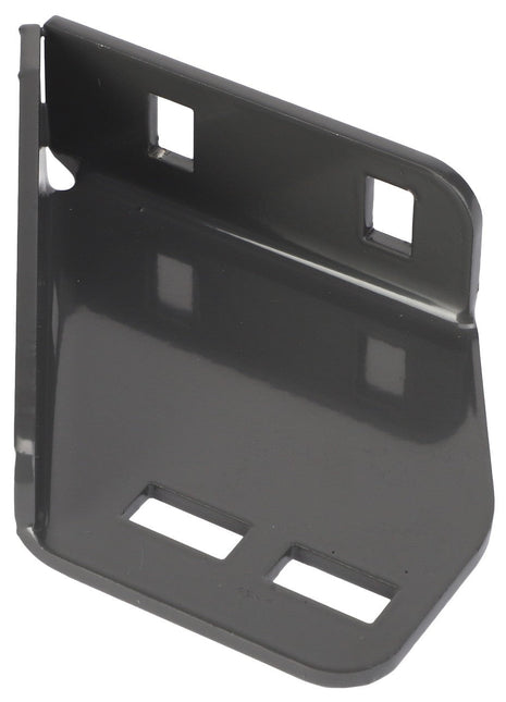 The AGCO Bracket - Acw1885010 is a black L-shaped metal bracket featuring four rectangular cutouts on its surface. Currently, no additional product description information is available.