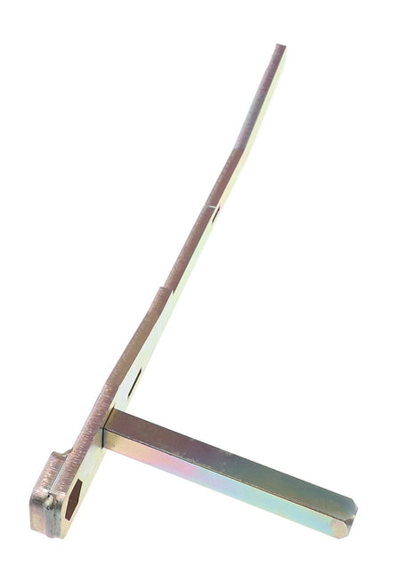 The AGCO | Lever - Acw3719990 is a metallic-finished, L-shaped bracket with a vertically extending flat bar and a perpendicular bar attached at the bottom. No additional product description information is available.