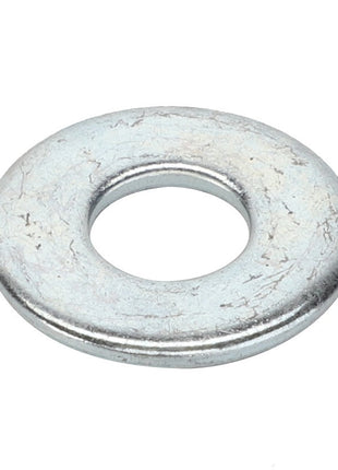 The AGCO Flat Washer - Acp0009340 is a flat, circular metal washer with a central hole, designed to distribute the load of a threaded fastener evenly.
