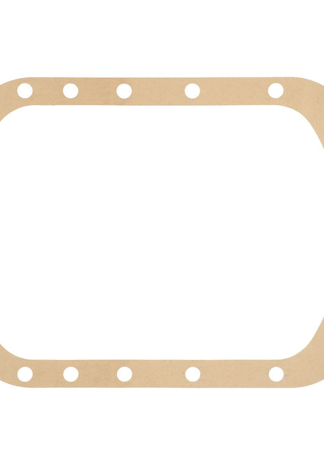 The AGCO Gasket, Rear Housing - V30753910 is a high-quality component featuring a rectangular shape with rounded corners and 12 small circular holes evenly spaced around the perimeter, ensuring reliability and performance.