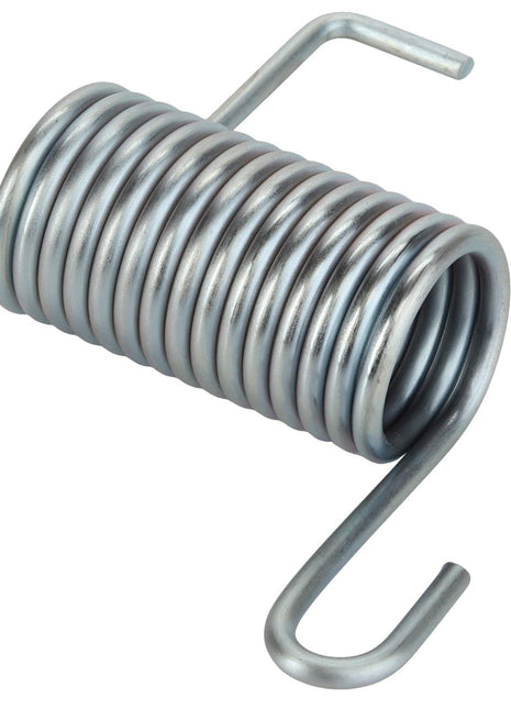 A close-up image showcasing the AGCO metal tension spring (Model: D28284389) featuring hooks on both ends.