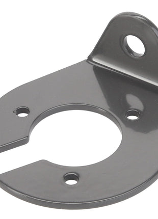 The AGCO bracket (model Acw7138080) is a metallic bracket designed with a circular cutout in the center, three mounting holes, and a bent edge that features an additional hole. Currently, there is no further product description information available.