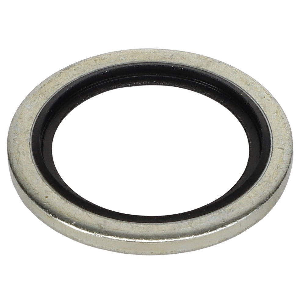 A metallic washer, identified as AGCO | WASHER - AL5013854, featuring a black inner ring, viewed from above against a white background. Currently, no additional product description information is available.