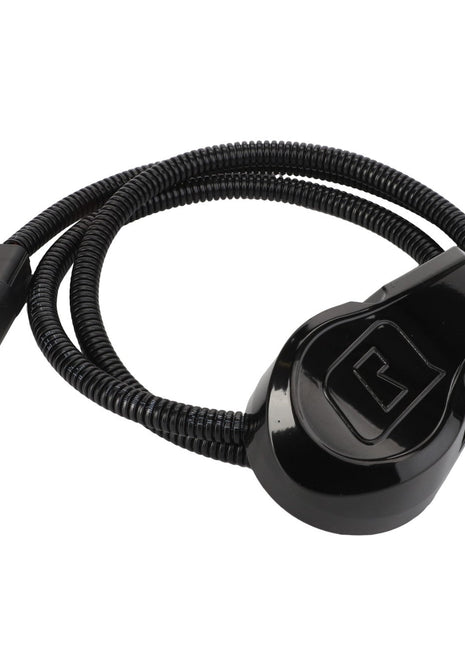 The AGCO | ANGLE - AL60009466 is a black electronic component featuring a long, flexible cable that terminates in a rectangular connector. Its main body boasts a sleek design with geometric shaping, offering both functionality and aesthetic appeal.