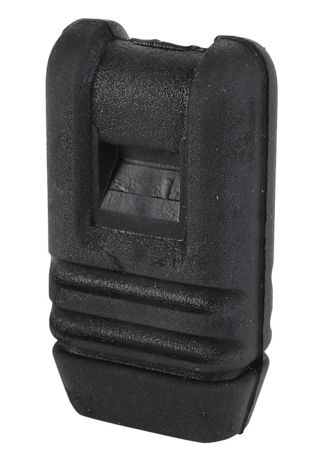 Introducing the AGCO | KNOB - 0.008.8388.0: a black, rectangular rubber end cap featuring a textured grip and an opening on one end. For more details or to ensure it's the right fit, please consult our product description or contact our support team before ordering.