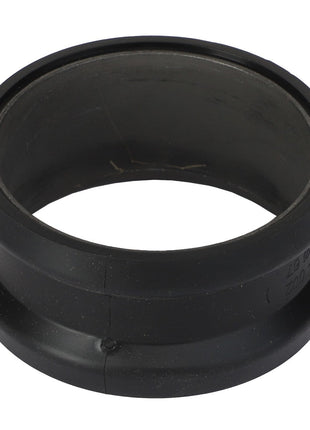 A sleek black cylindrical rubber gasket, identified as AGCO | Plug In Flange - Acp0359630, featuring meticulously grooved edges and a hollow center, is displayed from a slightly angled perspective.