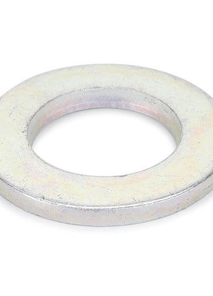 The AGCO | FLAT WASHER - D20400459 is a flat, metallic washer with a central hole, typically used in conjunction with a screw or bolt to distribute the load of the fastener.