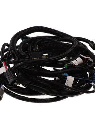 The AGCO | HARNESS - AG132327 is a coiled black electrical wiring harness from AGCO, featuring multiple connectors and colored wires exposed at various points. Further product description information is currently unavailable.