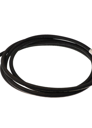 The AGCO Hydraulic Hose - Acp0040630 features a coiled black design with sturdy metal connectors at both ends, ensuring durability and reliability.