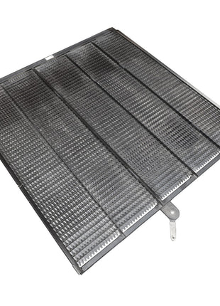 The AGCO SIEVE - D28482053 is a rectangular AC condenser coil equipped with multiple metal fins and features a mounting bracket on the bottom.