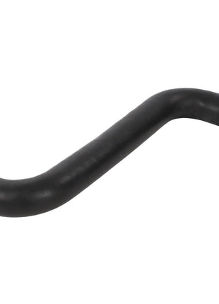 A black, smoothly curved AGCO Radiator Hose - Acw1942110 with a sleek rubber surface and elegantly tapered ends.