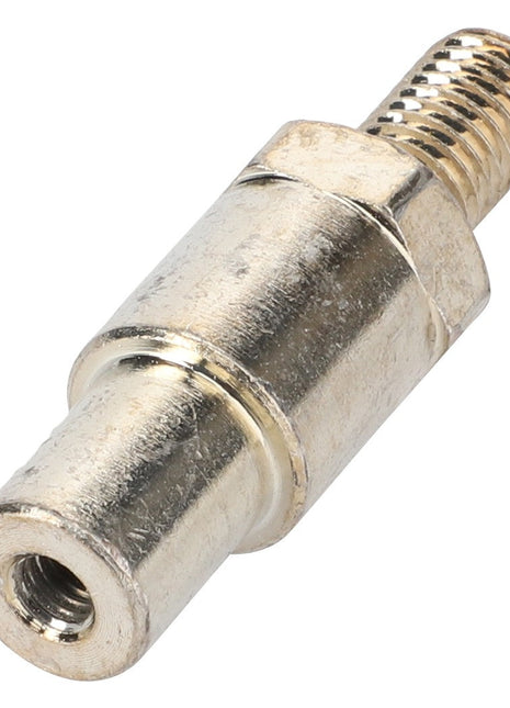 A close-up view of the AGCO Adapter - Acw0024270, a metallic connector with one end featuring a hollow section and the other end a screw thread. No current product description is available.