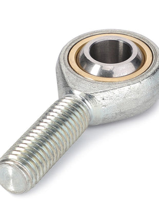 The AGCO | TOGGLE - D45698800 is a metal rod end bearing crafted from high-grade steel, featuring an internally threaded shaft and a spherical joint.
