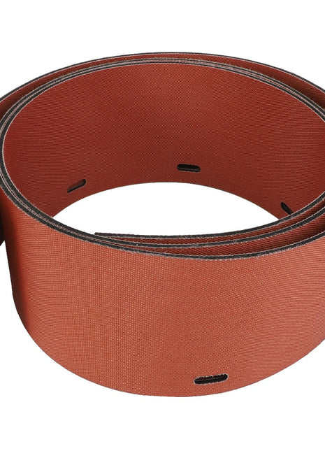 The AGCO | Pan Seal - Acw9100240, a coiled sanding belt featuring a reddish-brown abrasive surface with black edges, is ideal for power sanding machines. Unfortunately, no further product description is available at this time.