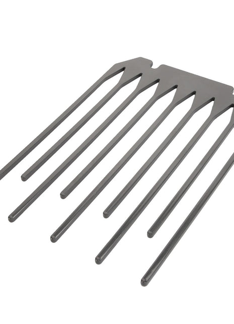 The AGCO Tine - Acw1932830 by AGCO is a metal hair pick featuring a rectangular handle and eight long, evenly spaced prongs.