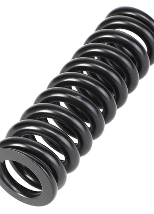 A sleek AGCO compression spring (model Acw3030000) in black metal, meticulously positioned diagonally against a pristine white background.