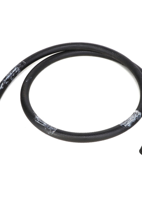 A coiled black rubber hose featuring white markings, identified as AGCO | HYDR. HOSE - AL9031097 from the AGCO brand; no additional product description information is currently available.