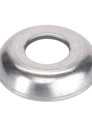 Introducing the AGCO | Washer - V836119855, a conical metal washer featuring a precise central hole, designed for optimal performance and durability.