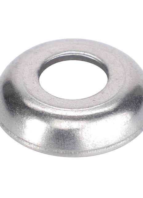 Introducing the AGCO | Washer - V836119855, a conical metal washer featuring a precise central hole, designed for optimal performance and durability.