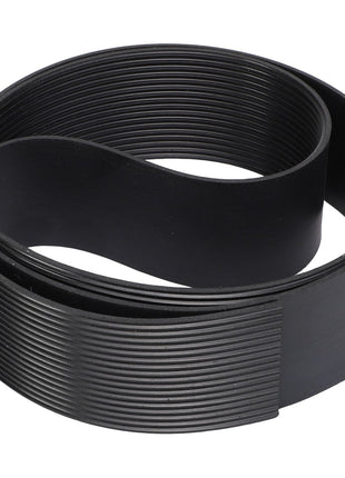 The AGCO | MAT - AG109742, a coiled black ribbed belt with a smooth inner surface, is typically used in various machinery or automotive engines.