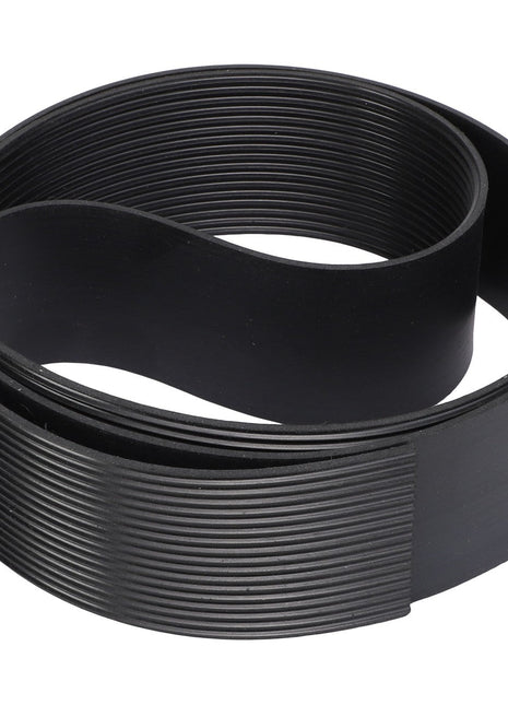 The AGCO | MAT - AG109742, a coiled black ribbed belt with a smooth inner surface, is typically used in various machinery or automotive engines.