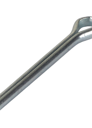 The AGCO Cotter Pin - Acp0037810 is a silver metallic pin featuring a loop at one end and two prongs at the other.