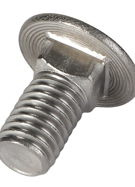 Close-up of the AGCO | CARRIAGE BOLT - AG330976, featuring a metallic bolt with a ridged circular head and threaded body. No current product description information is available.