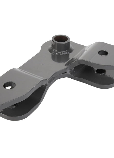 The AGCO Lever - ACW222806A is a metallic gray automotive bracket featuring a cylindrical attachment point and two holes for mounting on each side. No current product description information is available.