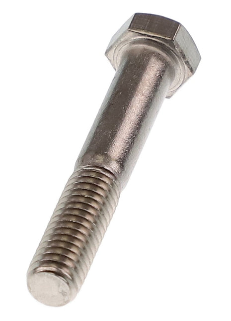 A close-up of the AGCO | HEXAGONAL HEAD BOLT - AG522969, featuring a threaded shaft and a hexagonal head, isolated on a white background. Product description information is currently unavailable.