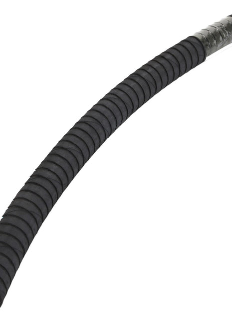 A black, flexible ribbed hose by AGCO with a segment covered in metallic material, shown on a white background. Product Name: Heater Hose - Acw1922640. No current product description information is available.