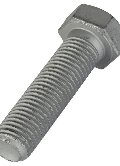 Close-up of the AGCO Hexagonal Bolt - Acw0884310 featuring a threaded shaft and hexagonal head, resting on a pristine white background.