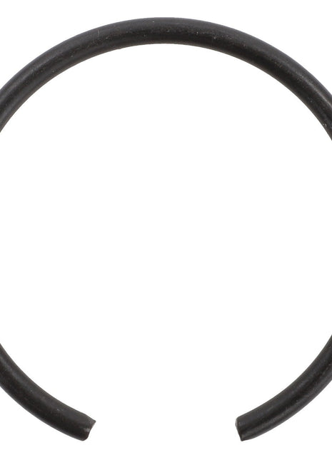 The AGCO Retaining Ring - 3006780X1 is a black, circular snap ring with a slight opening, commonly used in mechanical assemblies to hold components in place. While there is no current product description available, its reliability is well-known among professionals.