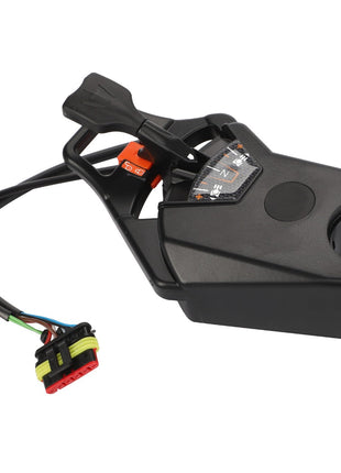 Image of the AGCO Forward/Reverse Shuttle Lever - Acx2818370, a black automotive electronic component featuring a plastic housing with a lever, multiple wires, and a multi-colored connector.